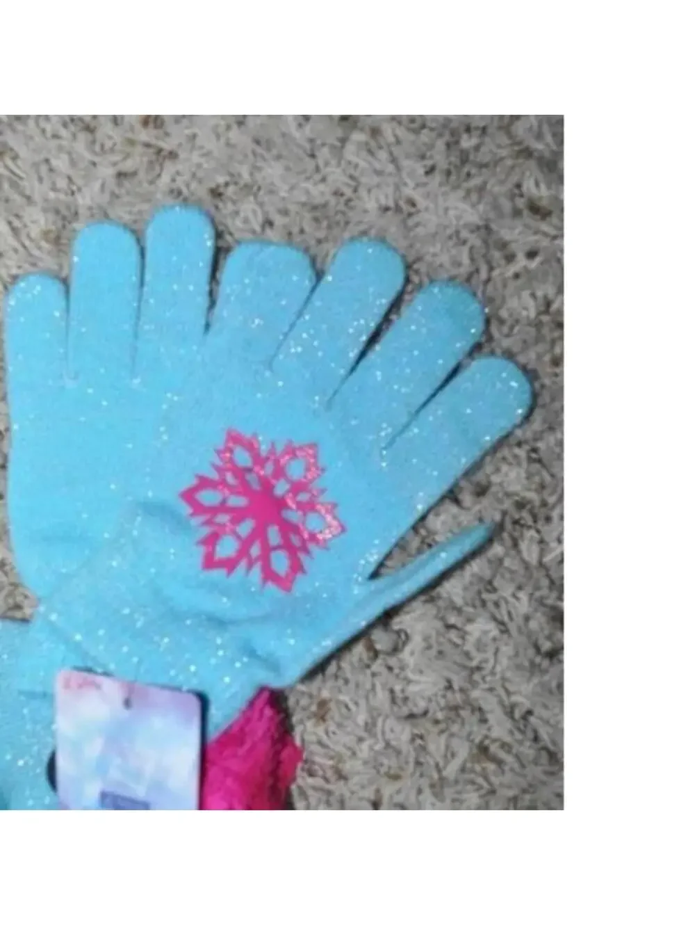 Girls Disney Frozen Elsa Hat & Gloves Blue Pink Trapper Winter 2 Pc Set Kids